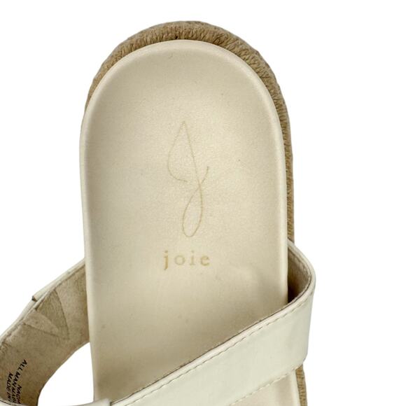Joie Cream Faux Leather T Strap Slip On Espadrilles Sandals Sz 8.5M Lightweight - Picture 8 of 16